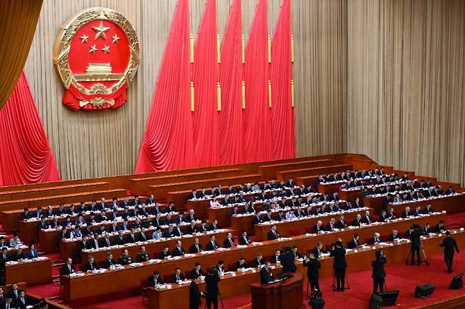 지난 3월 5일 중국 베이징에서 시진핑 중국 국가주석이 참석한 가운데 양회 중 전국인민대표대회 전체회의 개막식이 열리고 있다. (사진=AFP)