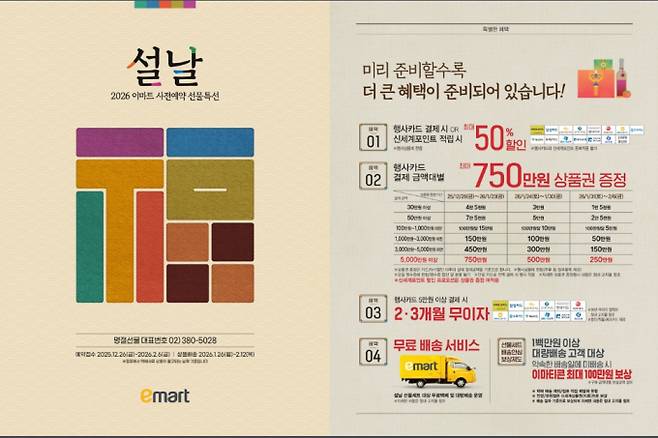 대형마트 휴무일, 이마트·롯데마트·홈플러스·코스트코 ‘연말 別別할인’ = 이마트·롯데마트·홈플러스·코스트코 등 대형마트가 이번 주는 각사별 특색있는 할인행사에 돌입한다. 특히, 지난 26일부터 내년 설 선물세트 사전예약 프로모션을 시작한다. 이마트는 '간편 연말 미식' 먹거리 30% 할인전을, 롯데마트는 '전국딸기대전' 2주차 행사를, 홈플러스는 '윈터 홈플런' 행사를 이어간다. ©사진=이마트: 대형마트 휴무일? 이마트·롯데마트·홈플러스‧코스트코 등 마트 휴일, 쉬는날&nbsp;