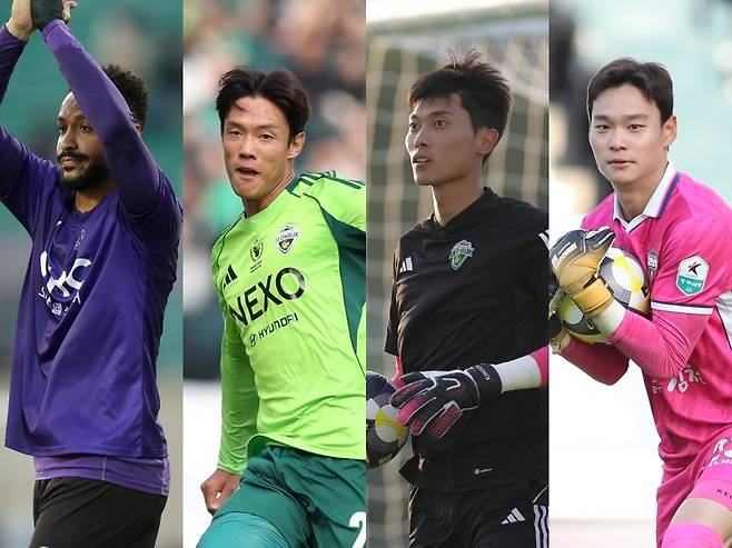 K리그 겨울 대이동이 시작됐다. 안양 모따를 영입한 전북은 홍정호와 김정훈을 각각 수원 삼성, 안양으로 떠나보내게 됐다. 김천에서 실력을 꽃피운 부천 이주현은 전북으로 향한다. 모따, 홍정호, 김정훈, 이주현(왼쪽부터). 사진제공｜한국프로축구연맹