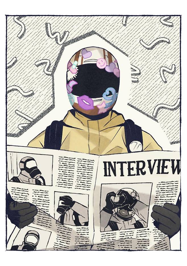 인터뷰 기사를 읽는 웹툰 '통제구역관리부' 등장인물 CH [작가 제공. 재판매 및 DB 금지]