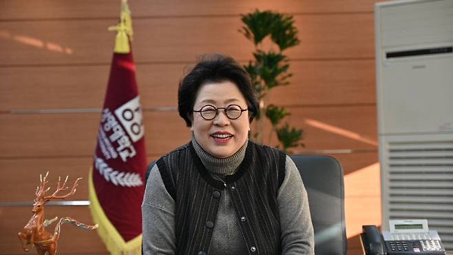 김종희 총장이 중도일보와 인터뷰를 진행하고 있다.(사진=정철희 기자)