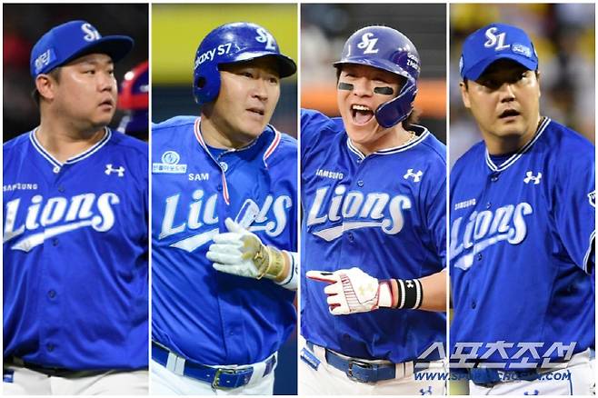 왼쪽부터 삼성 라이온즈 우완 이승현, 최형우, 강민호, 김태훈. 스포츠조선DB