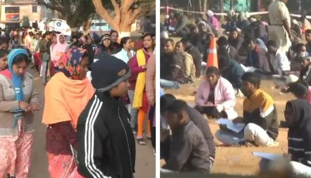 인도 오디샤주 자르수구다 지역 경찰 임시직 채용 시험장. 인도 매체 NDTV 캡처