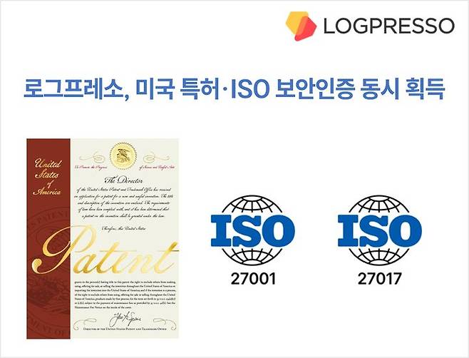 [서울=뉴시스] 로그프레소(대표 양봉열)가 '오브젝트 스토리지 기반 빅데이터 기록 및 고속 조회 기술'의 미국 특허를 등록하고, ISO/IEC 27001 보안 인증과 ISO/IEC 27017 클라우드 서비스 보안 인증을 획득했다고 29일 밝혔다. (사진=로그프레소 제공) 2025.12.29. photo@newsis.com *재판매 및 DB 금지