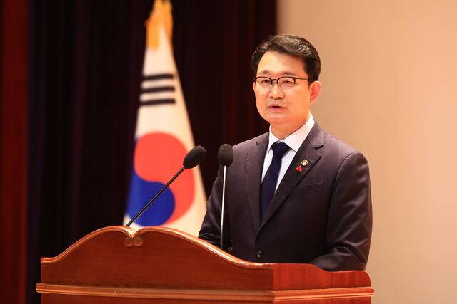 29일 김종구 농림축산식품부 신임 차관이 정부세종청사에서 취임사를 발표하고 있다. 농림축산식품부