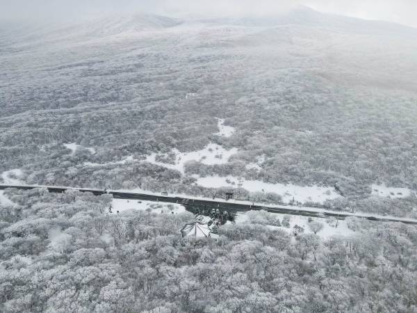 제주시와 서귀포시 중문동을 잇는 1100도로는 1100고지를 정점으로 설경을 감상하기에 좋다. (제주일보 자료사진)&nbsp;