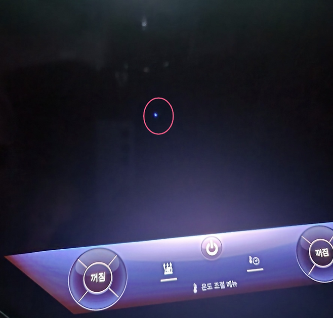 벤츠 EQS 차량 하이퍼스크린에 발생한 불량 화소(빨간 동그라미 표시). 하이퍼스크린 교체 비용이 3000만원에 육박한다.[SNS]