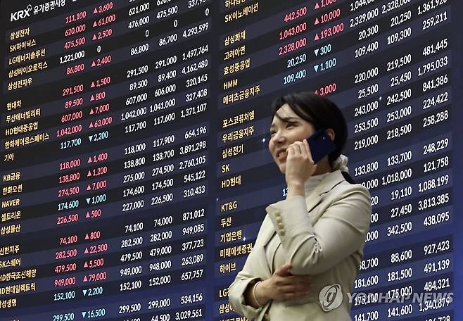 서울 여의도 한국거래소 홍보관내 주식시세판 [연합뉴스 자료사진. 재판매 및 DB 금지]