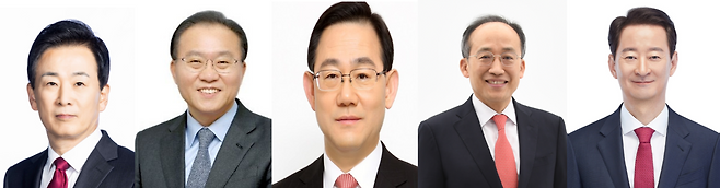 사진 왼쪽부터 유영하(대구 달서갑)·윤재옥(대구 달서을)·주호영(대구 수성갑)·추경호(대구 달성군)·최은석(대구 동구군위갑) 의원(가나다순).