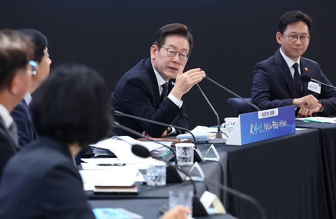 지난해 9월5일 이재명 대통령이 인천 송도 컨벤시아에서 열린 바이오 혁신 토론회에서 발언하고 있다. 대통령실사진기자단