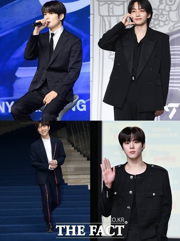 가수 NCT 재현, 세븐틴 정한, 가수 겸 배우 김우석, 가수 유승우(왼쪽 위부터 시계방향)가 2026년 전역한다. /더팩트 DB