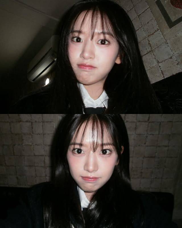 풋풋함을 제대로 살린 안유진의 시스루뱅. 인스타그램 @_yujin_an