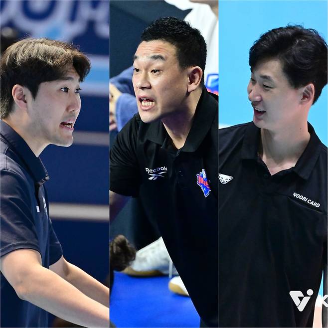 왼쪽부터 고준용 삼성화재, 여오현 IBK기업은행, 박철우 우리카드 감독대행. 사진=KOVO