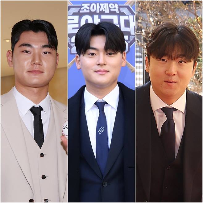 왼쪽부터 지난해 12월 2일 조아제약프로야구 대상에 수상자로 참석한 NC 김주원, SSG 조병현, LG 송승기. IS 포토
