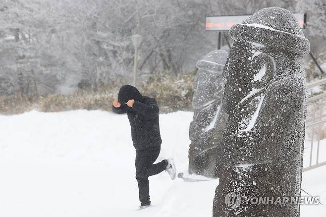 눈보라 몰아치는 1100고지 (제주=연합뉴스) 박지호 기자 = 제주도에 대설과 강풍, 풍랑특보가 내려진 2일 오전 제주 한라산 1100고지에 매서운 눈보라가 몰아치고 있다. 2026.1.2 jihopark@yna.co.kr