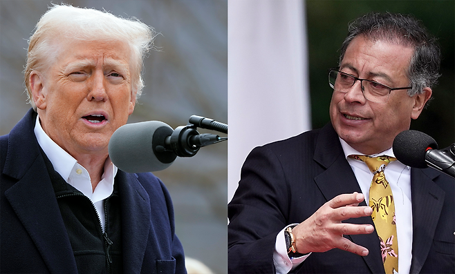 도널드 트럼프 미국 대통령(왼쪽)과 구스타보 페트로 콜롬비아 대통령.