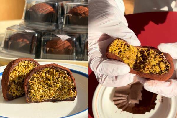 카다이프와 피스타치오로 속이 채워진 두바이 쫀득 쿠키. 카페 제인메이드 제공