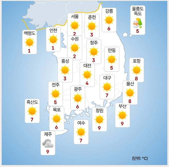 ⓒ기상청: 내일(5일) 오후 날씨