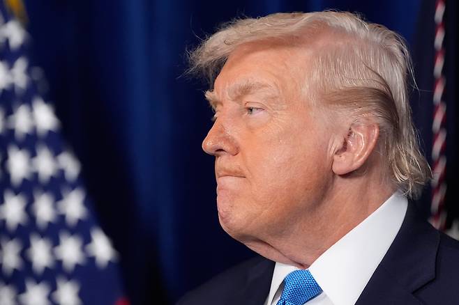 도널드 트럼프 미국 대통령이 3일 니콜라스 마두로 베네수엘라 대통령 생포 관련 기자회견을 가졌다./AP 연합뉴스