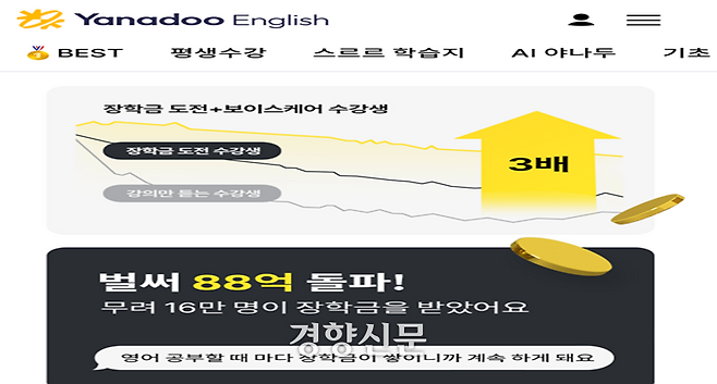 영어인강업체 야나두의 허위광고 화면 예시. 공정거래위원회 제공