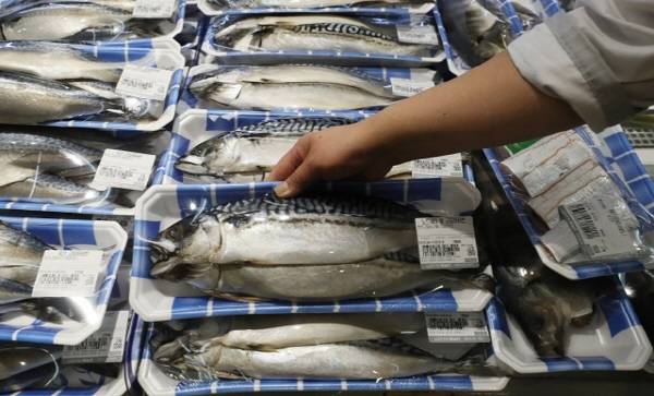 매장에 진열된 수입산 고등어.