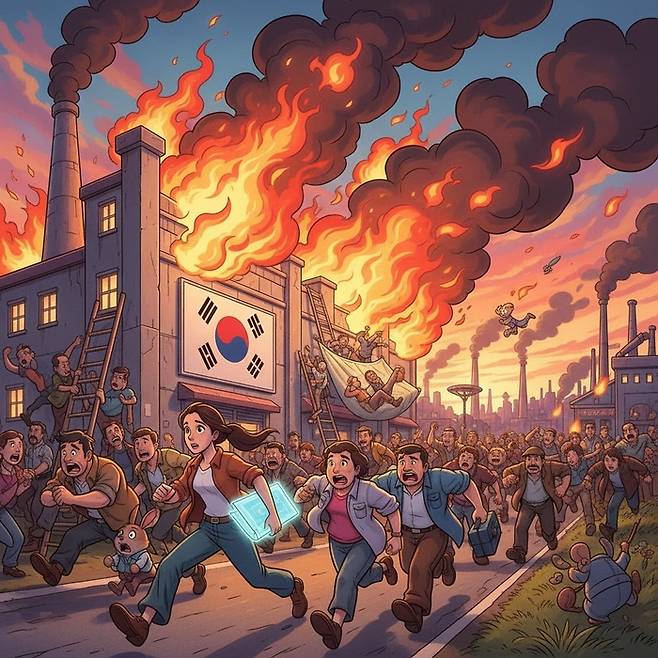 한국 제조업에 불이 났는데 말이죠…. <제미나이로 생성>