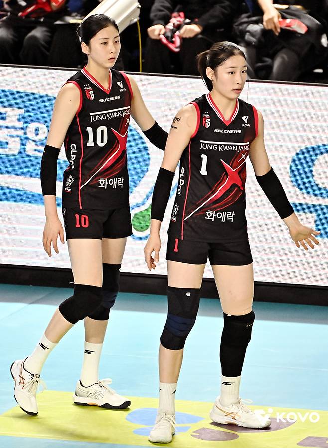 정관장 인쿠시(오른쪽)와 박혜민. 제공 | 한국배구연맹