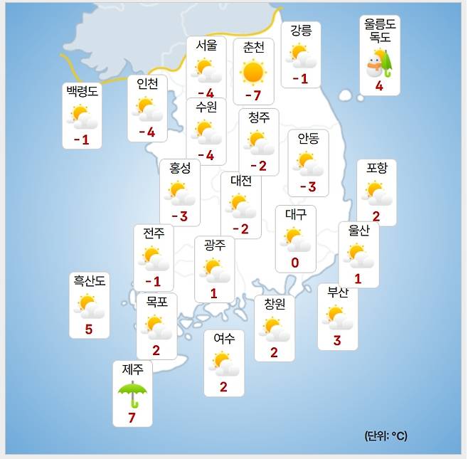 ⓒ기상청: 오늘(5일) 오전 날씨