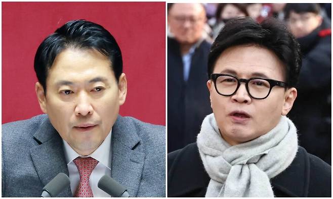 장동혁 국민의힘 대표(왼쪽), 한동훈 전 국민의힘 대표. 연합뉴스