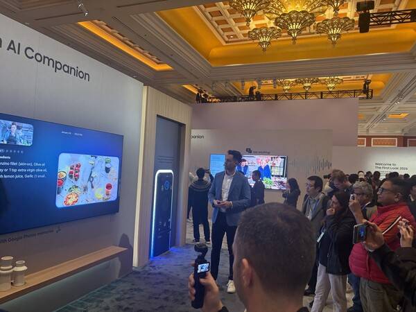 4일(현지시각) 미국 라스베이거스 윈 호텔에 마련된 삼성전자의 ‘퍼스트 룩’ 전시관. 권효중 기자