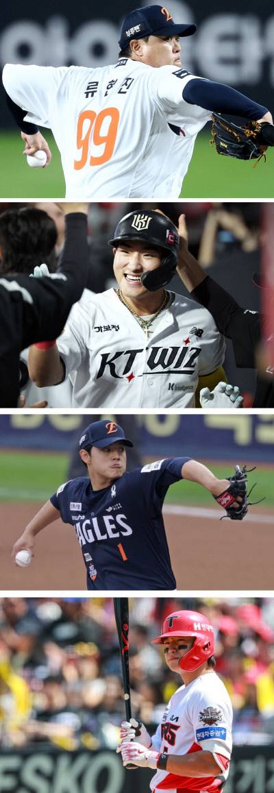 (위에서부터) 류현진. 안현민. 문동주. 김도영