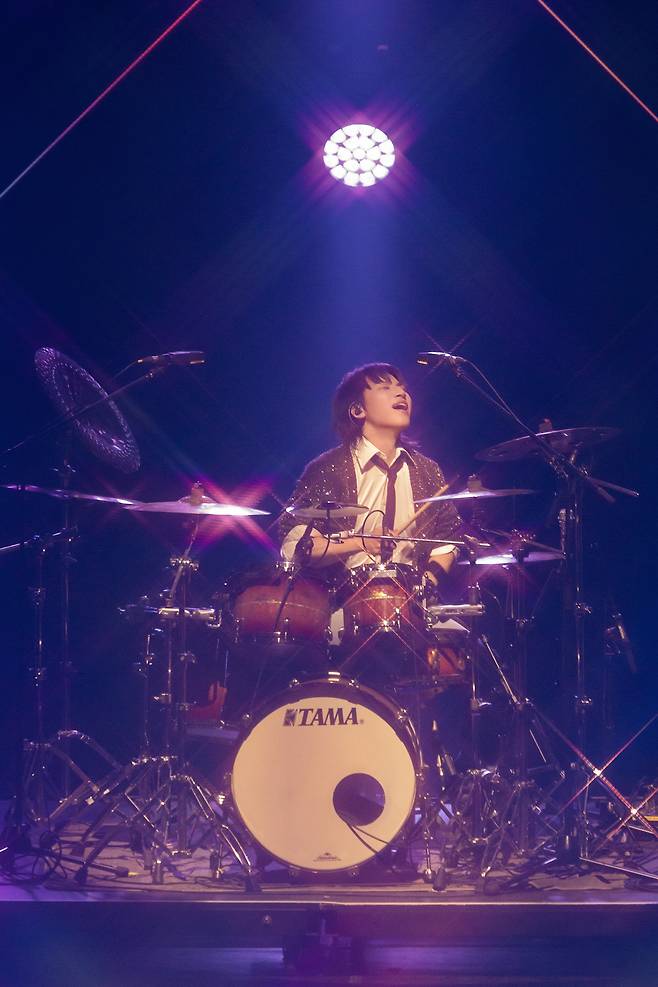 Daesung delivers a solo drum performance at “Daesung 2025 Asia Tour: D's Wave," held at Ticket Link Live Arena in Seoul on Saturday. (RND Company)