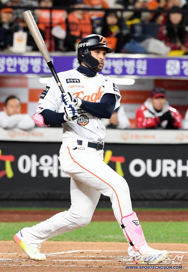 30일 대전 한화생명볼파크에서 열린 한국시리즈 4차전 한화 이글스와 LG 트윈스의 경기. 한화 리베라토가 삼진을 당하고 있다. 대전=박재만 기자 pjm@sportschosun.com/2025.10.30/