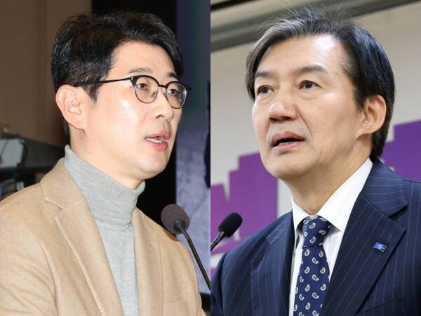 주진우 국민의힘 의원(왼쪽)과 조국 조국혁신당 대표. 연합뉴스