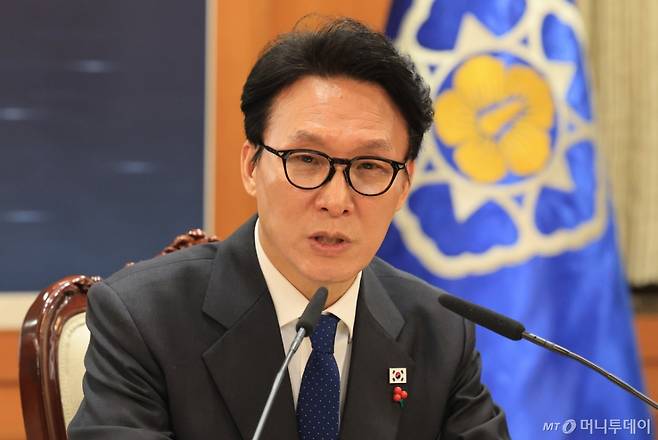 김민석 국무총리가 6일 서울 종로구 정부서울청사에서 열린 국무총리실 업무보고에서 모두발언을 하고 있다./사진=뉴스1