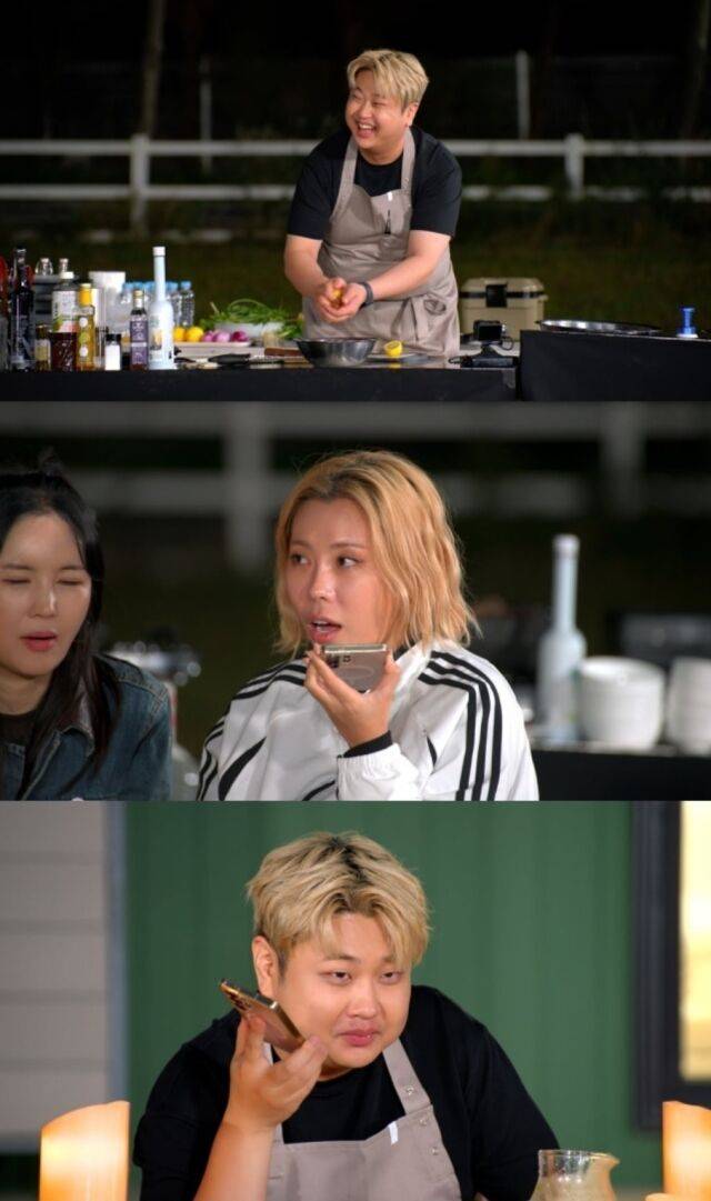 셰프 윤남노가 방송 도중 이상형으로 꼽은 배우 지예은과 깜짝 전화 연결을 하며 핑크빛 기류를 형성했다./ JTBC '당일배송 우리집'