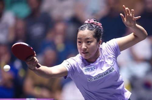 WTT 시리즈에 나선 신유빈의 경기 장면 [WTT 인스타그램 캡처. 재판매 및 DB 금지]