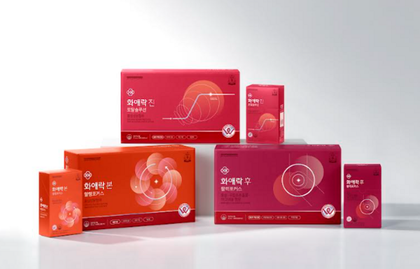 정관장 갱년기 여성건강 전문 브랜드 '화애락'이 대표 제품 3종을 업그레이드한 리뉴얼 제품 '화애락 진 토탈솔루션', '화애락 본 혈행포커스', '화애락 후 활력포커스'을 출시했다. /KGC인삼공사 정관장