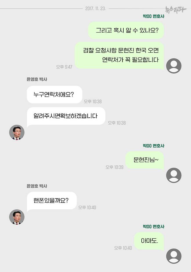 2017년 11월 23일, 통일교 간부 단체 메신저 방 대화 내용