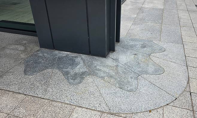 검은색 화강암을 이용해 물결 문양으로 추상화된 거북이의 뒷발.