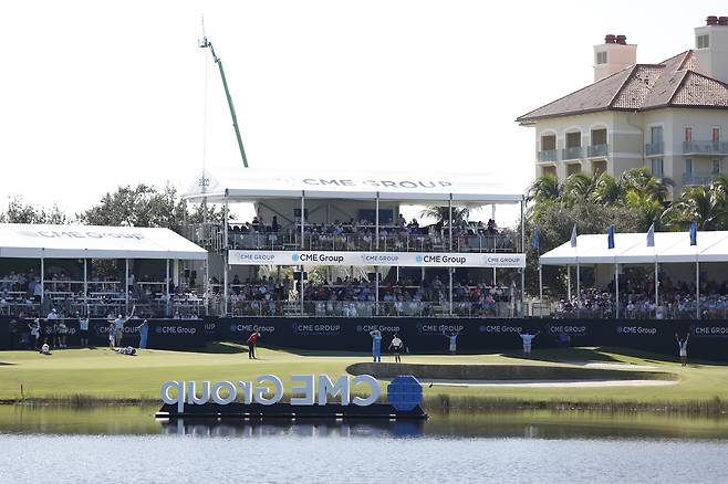 지난해 11월 LPGA 투어 시즌 최종전 CME그룹 투어 챔피언십이 열린 미국 플로리다주 티뷰론 골프클럽 18번 홀의 그린 전경. 게티이미지코리아