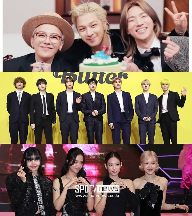 ▲ 빅뱅, 방탄소년단, 블랙핑크(위부터 아래). ⓒ곽혜미 기자, 집대성 캡처