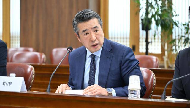 9일 서울 외교부에서 열린 한미원자력협력 범정부 협의체 첫 회의에서 임갑수 정부대표가 발언하고 있다. 외교부 제공