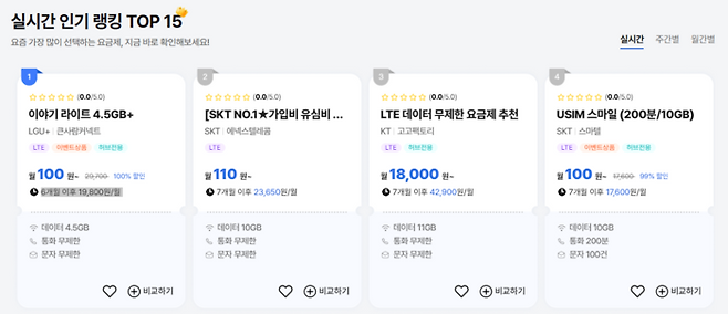 [알뜰폰허브 홈페이지 갈무리]
