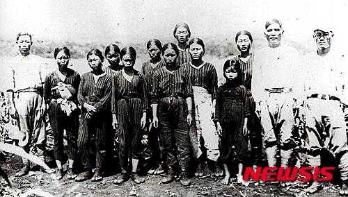 [광주=뉴시스]신대희 기자 = 일제에 끌려가 남태평양 북마리아나 제도(諸島) 티니안 섬 사탕수수 밭에서 일하던 조선여인들의 사진. 2026.01.09. (사진=TINIAN-A Brief Story 발췌·남도일보 제공)&nbsp; photo@newsis.com