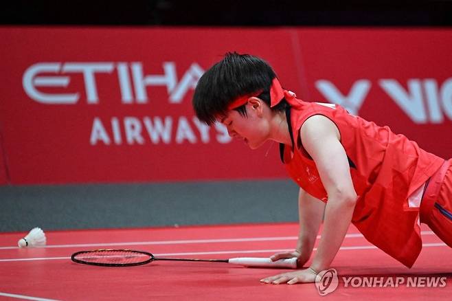 안세영과 결승전 치르는 왕즈이.연합뉴스