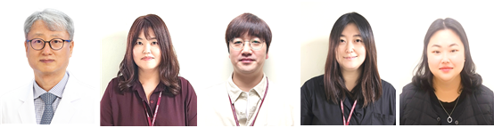 서재홍(왼쪽부터) 고대구로병원 종양내과 교수, 김지영·김윤재·정은선 고려대학교 의과대학 암연구소 교수, 고동미 고려대 의과대학 석·박사통합과정생. 사진 제공=고대구로병원