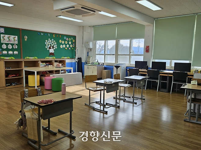 9일 제58회 졸업식 및 폐교식을 진행한 충남 부여 용당초 5학년 교실. 김송이 기자