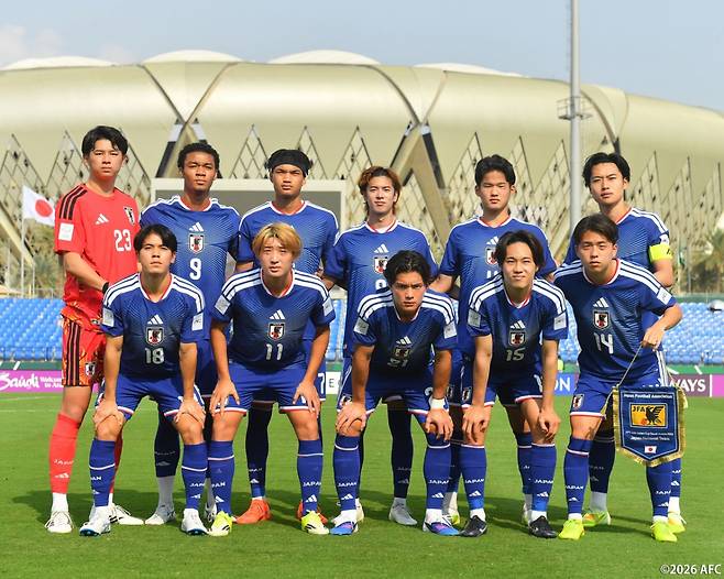 10일 UAE와의 AFC U-23 아시안컵 조별리그 2차전에 선발 출전한 일본 축구대표팀 선수들. /사진=일본축구협회 SNS 캡처