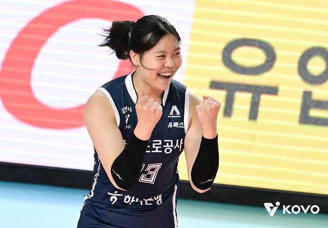 영플레이어상 레이스에서 가장 많이 앞서 있는 이지윤. 사진=KOVO